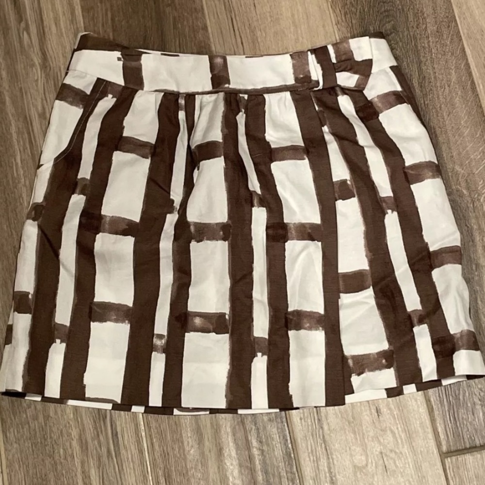 Banana Republic Women's Sz 6 Linen Blend ￼ Brown White Wrap Style GUC BZ5